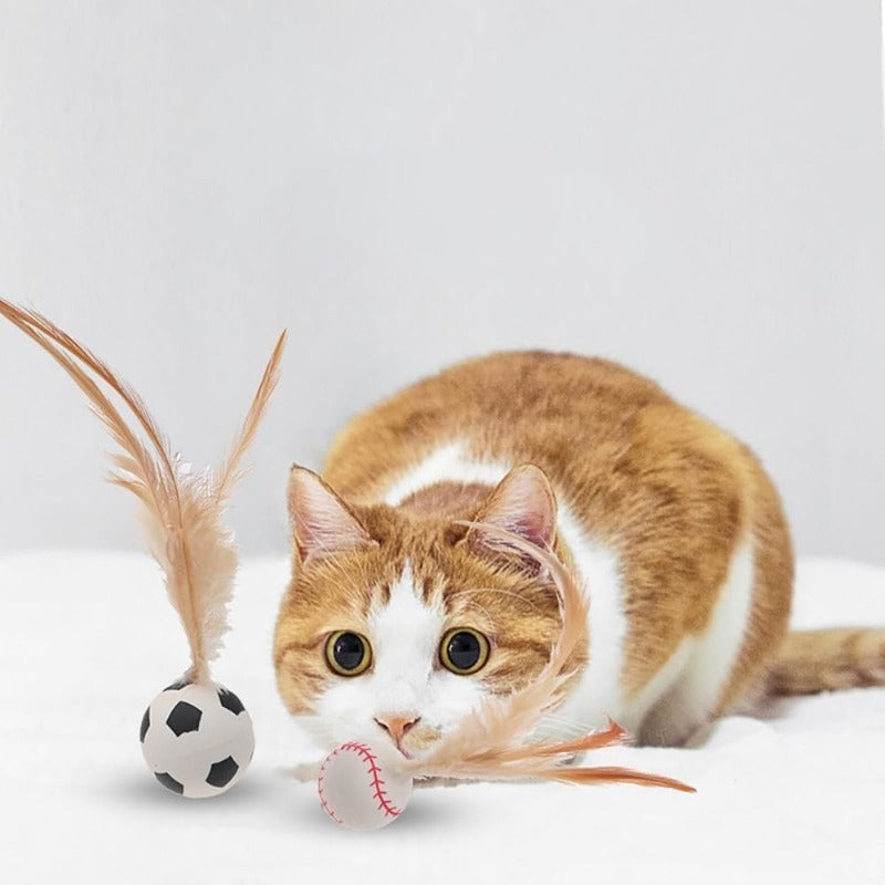 Interactive Feather Ball Toy Set for Cats