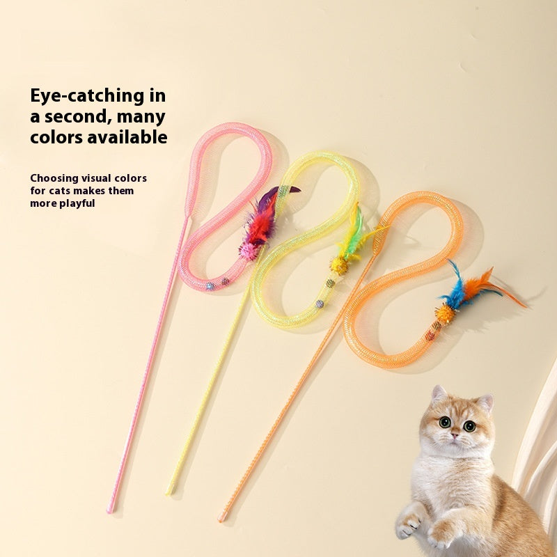 Elastic Feather Cat Teaser Wand