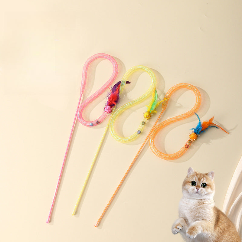 Elastic Feather Cat Teaser Wand