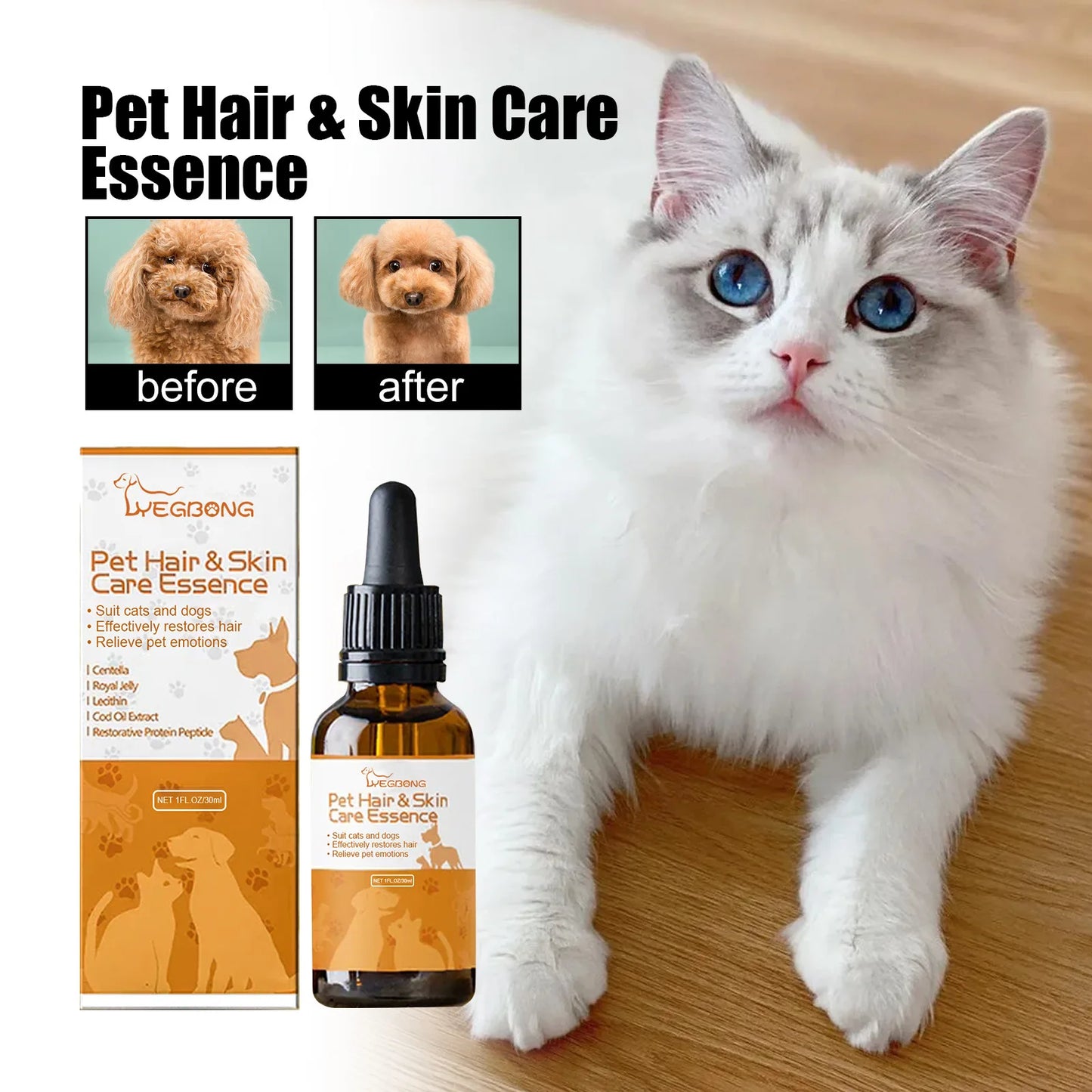 Pet Skin Care Essence Promote Hair Growth Hair Thinning Moisturizing Wound Cleaning Repair Skin Itching Relieving Cat Hair Serum