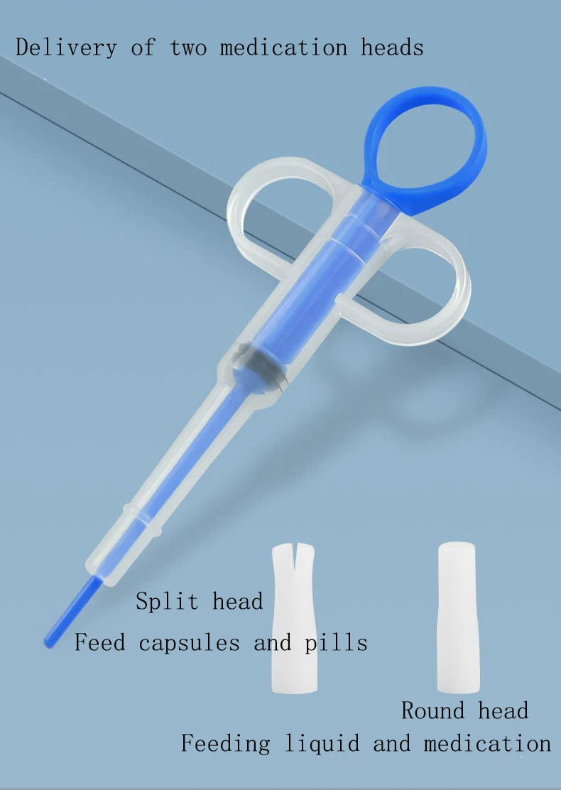 Pet pill applicator, cat and dog syringe, medication feeder, insect resistant product, clip on pill, pet water dispenser