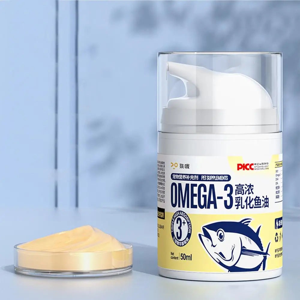Pet Fish Oil For Cats 50ml Pet Liquid Food Supplements Highly Concentrated Press Type Small Dog Cat Fish Oil Promotes Heart Skin