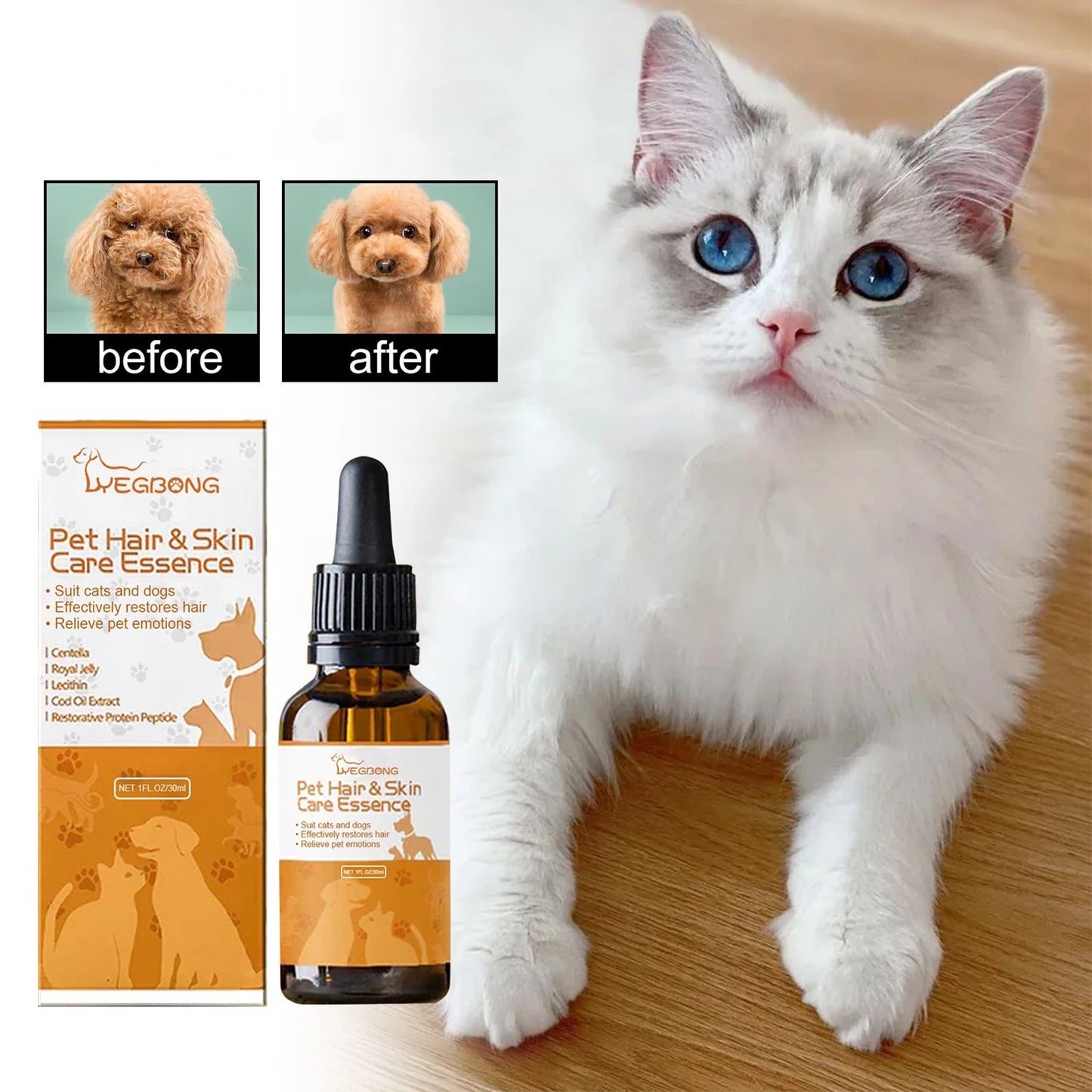 Pet Skin Care Essence Promote Hair Growth Hair Thinning Moisturizing Wound Cleaning Repair Skin Itching Relieving Cat Hair Serum