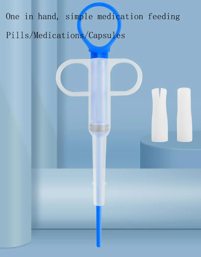 Pet pill applicator, cat and dog syringe, medication feeder, insect resistant product, clip on pill, pet water dispenser