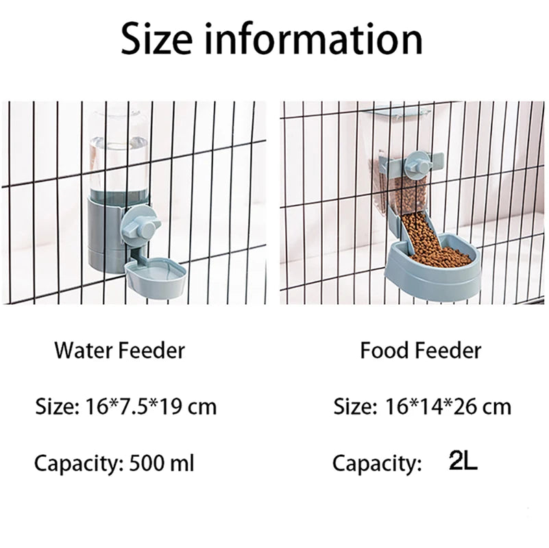 Pet Feeding Product - Automatic Food Container Dispenser, Cage Hanging Bowl, Water Bottle for Puppy, Cats, Rabbit, Birds