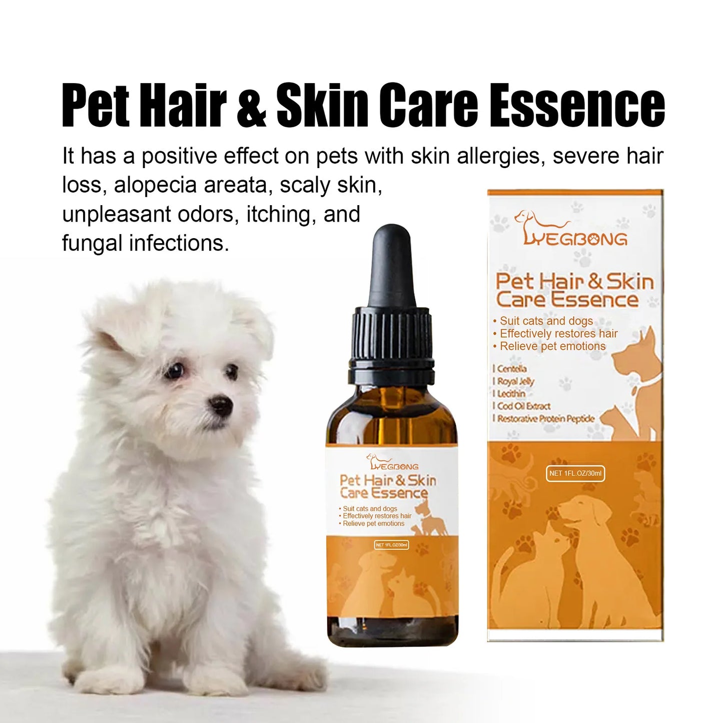 Pet Skin Care Essence Promote Hair Growth Hair Thinning Moisturizing Wound Cleaning Repair Skin Itching Relieving Cat Hair Serum