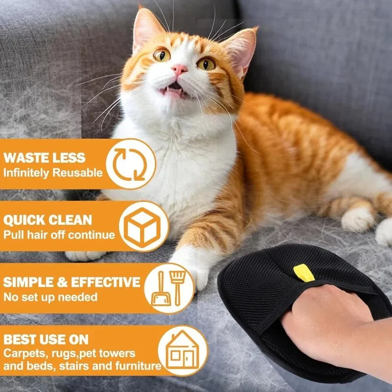 Cat Grooming Gloves Pet Electrostatic Hair Removal Gloves Pet Hair Remover Mitt Static Removal Glove for Clothes Sofa Carpet