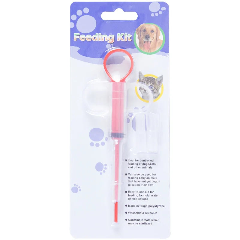 Pet pill applicator, cat and dog syringe, medication feeder, insect resistant product, clip on pill, pet water dispenser