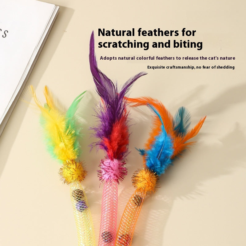 Elastic Feather Cat Teaser Wand