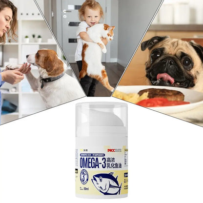 Pet Fish Oil For Cats 50ml Pet Liquid Food Supplements Highly Concentrated Press Type Small Dog Cat Fish Oil Promotes Heart Skin