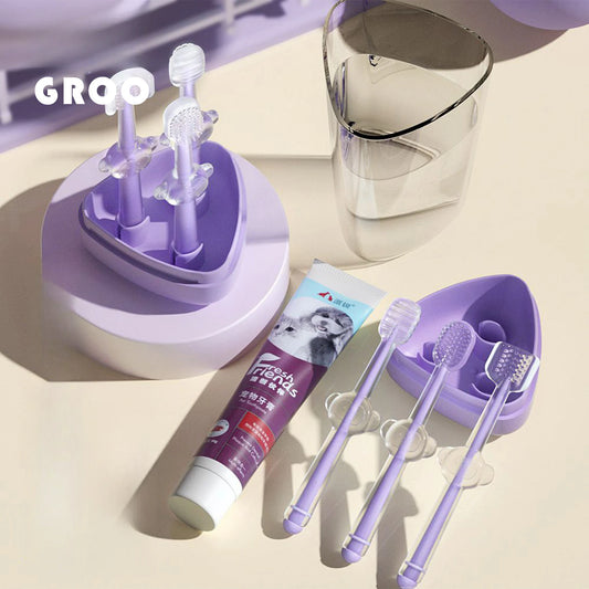 Pet Silicone Toothbrush and Toothpaste Set Teeth Cleaning for Cats and Dogs Pet Teeth Oral Cleaning Pet Products Supplies