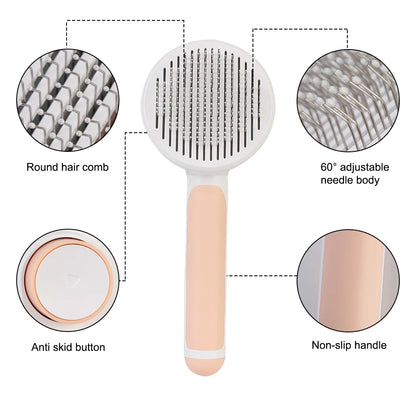 Cat Hair Cleaner Pet Accessories Cleaning and Beauty Products Self Cleaning Brush Pet Comb Plastic