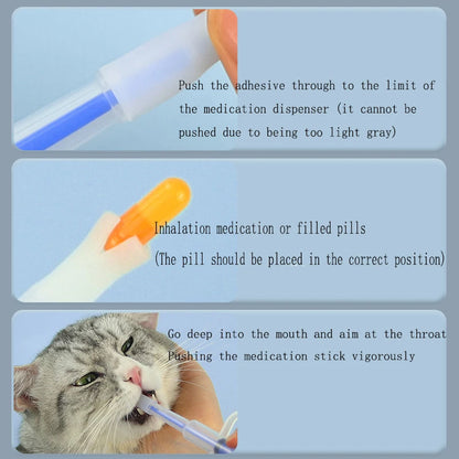 Pet pill applicator, cat and dog syringe, medication feeder, insect resistant product, clip on pill, pet water dispenser